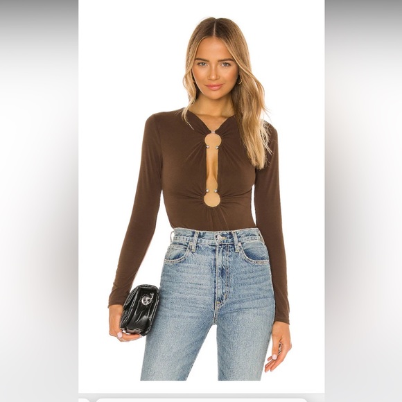 Camila Coelho Tops - NWOT Camila Coelho Reyes Bodysuit XS brown
